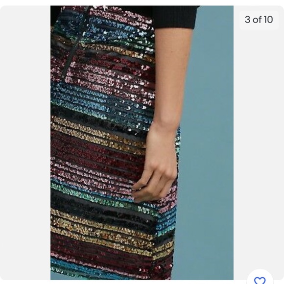 Anthropologie Moulinette Souers Sequined Soirée striped Skirt - Picture 3 of 9